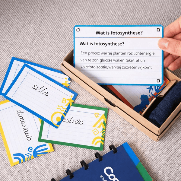 Kleurrijke flashcards voor examenstudie